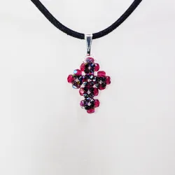 Pendant 40cm - Trisha-Black Suedine - Pendant 40cm - Laiton argenté